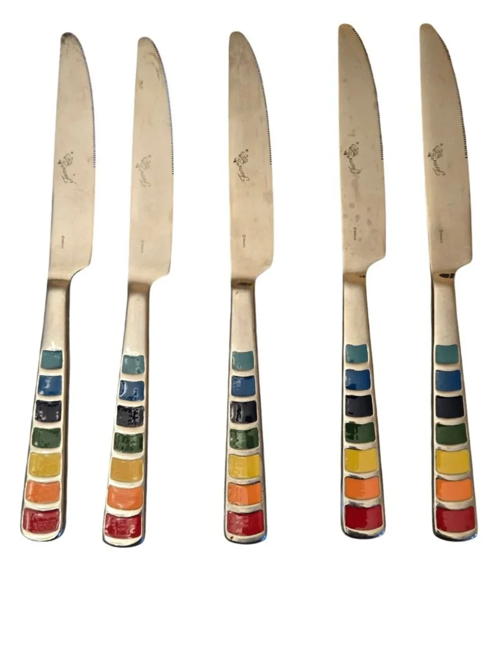 Fiesta Rainbow Celebration Butter Knives Set Of 5 Stainless Steel Handle Multico